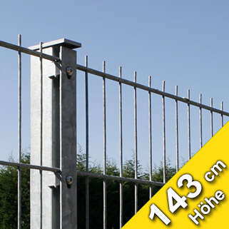 Komplettpaket Doppelstabmatte 8/6/8 Pfosten mit Flacheisen Höhe 143cm