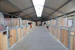 Frontwand Akera, geschwungen mit Drehtür, Höhe: 230/150 cm, Breite: bis 300 cm