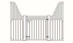 Frontwand Akera, geschwungen mit Drehtür, Höhe: 230/150 cm, Breite: bis 300 cm