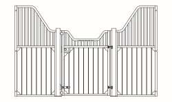 Frontwand Buchela, geschwungen, mit Drehtür, Höhe: 230/170 cm, Breite: bis 400 cm