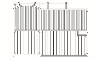 Frontwand Nabila, mit geschwungener Schiebetür, Höhe: 230/250 cm, Breite: bis 350 cm