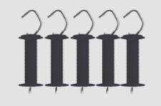 Torgriff mit Haken und Isoliergriff, 5er-Pack, Farbe: schwarz