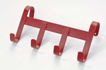 Trensenhalter, mit 4 Haken und Bügel, zum Einhängen, Metall, Farbe: rot