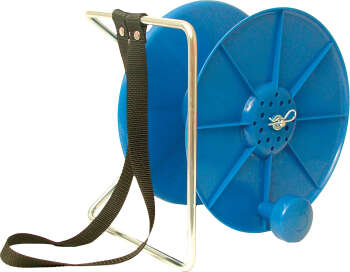 Weidezaunhaspel Standard, blau, mit Tragegestell und Gurt
