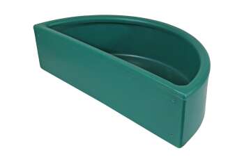Growi Pferdetrog halbrund (grün) aus KS, 610 B x 290 T x 160 H mm, Futtersparkante, Ablauf