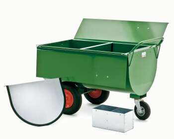 Growi® Futterwagen 400 Liter LL pulverbeschichtet, mit Trennwand, Deckel u. Mineralbehälter