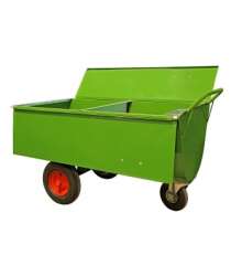 Growi&reg; Futterwagen 600 Liter LS pulverbeschichtet, mit 2 Trennw&auml;nden, Mineralbeh. u. Deckel