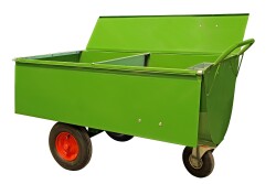 Growi&reg; Futterwagen 600 Liter LS pulverbeschichtet, mit Trennwand, Deckel u. Mineralbeh&auml;lter