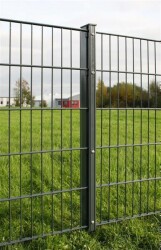 Zaunpfosten für Doppelstabmatten Exklusiv Grün RAL6005 Zaunpfosten für Mattenhöhe 203cm