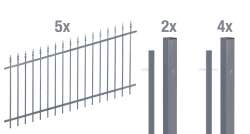 Zaun-Set Chaussee verstellbar zum Einbetonieren Höhe 100 cm 10 Meter anthrazit