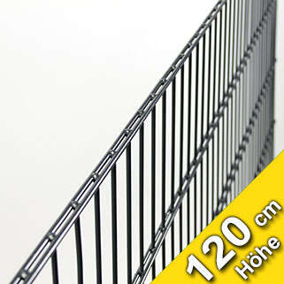 Doppelstabmattenzaun 656, ohne Spitzen, Höhe 120 cm Feuerverzinkt 18 Meter 1 Ecke