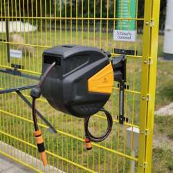 EINDREHHALTERUNG FÜR SCHLAUCHTROMMEL - RAL 9006 (verzinkt)