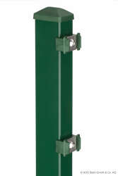 Doppelstabmatten-Set 6/5/6 anthrazit RAL7016 123 cm hoch Typ PM mit Edelstahl-Halteplatten zum Einbetonieren 2 Ecken 17,5 Meter