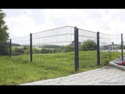 Doppelstabmatten-Set 6/5/6 feuerverzinkt 183 cm hoch Typ A mit Abdeckschiene zum Einbetonieren 1 Ecke 27,5 Meter