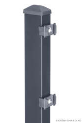 Doppelstabmatten-Set 8/6/8 feuerverzinkt 163 cm hoch Typ PM mit Edelstahl-Halteplatten zum Einbetonieren 2 Ecken 17,5 Meter