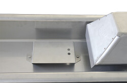 Flachschwenk-Trog 1 m. 1,5 m, 2 m, 2,5 m od. 3 m Edelstahl (35, 55, 75, 90 od. 105 Liter.) für Bodenmontage