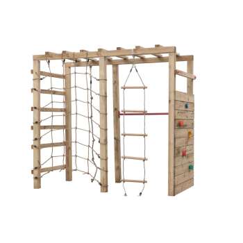 Klettergerüst ALEM B 240 x T 120 x H 220 cm, kdi-grün Kletternetz, Reckstange, Kletterwand