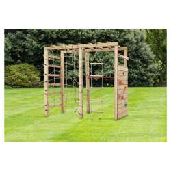 Klettergerüst ALEM B 240 x T 120 x H 220 cm, kdi-grün Kletternetz, Reckstange, Kletterwand