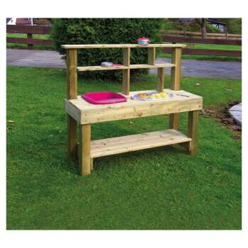 PIA-Kinder-Outdoorküche 120 x 103 x 40 cm, kdi-grün Bausatz inkl. Schüssel u. Küchenutensilien Kartonverpackt