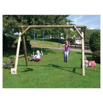 MAXI-Doppelschaukel stabil Rundhölzer Ø12 cm, Querbalken Ø14 cm B 300 x T 220 x H 220 cm
