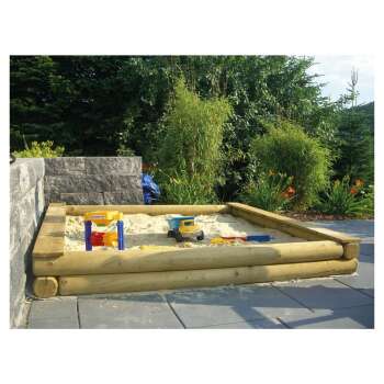 KLAUS-Sandkasten stabil Rundhölzer Ø12 cm geblattet B 200 x T 200 x H 22 cm