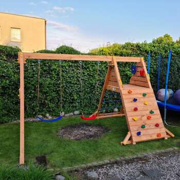 Fungoo Doppelschaukel-Kletterwand Spider King / Nadelholz teak. impr.