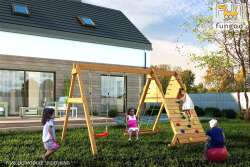 Fungoo Doppelschaukel-Kletterwand Spider King / Nadelholz teak. impr.