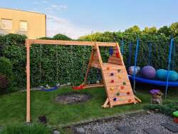 Fungoo Doppelschaukel-Kletterwand Spider King / Nadelholz teak. impr.
