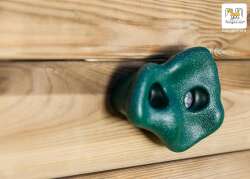 schmale Kletterwand mit 6 farbigen Klettersteinen / Nadelholz teak impr.