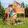 schmale Kletterwand mit 6 farbigen Klettersteinen / Nadelholz teak impr.