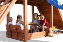 Sandkasten mit Sitzmöglichkeit, umbaubar zur Abdeckung für MyHouse, Myside, MySpace / Nadelholz teak impr.