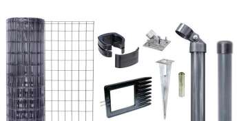 Fix-Clip Pro-Set mit Bodenhülsen 120cm 10m anthrazit-metallic