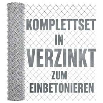 Maschendrahtzaun-Set zum Einbetonieren Farbe: verzinkte Version