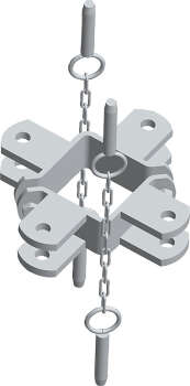 Schelle Quadrat 90 mm, 4 Halter, winklig, vz