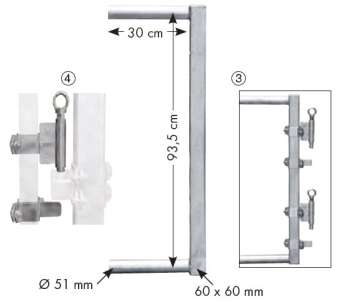 Abschlussrohr 60x60 für Fressgitter f. Schnellverschluss TS und Anschraubt.