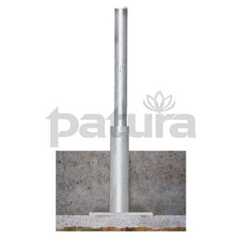PATURA Pfosten d=102 mm, L=1,85 m 
Wandstärke 6 mm, Bodenplatte 200x200 mm
 für Sauberkeitsschicht