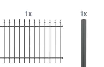 2 Meter Anbau-Set für Aluminium-Zaun Chaussee -Höhe 100cm, schwarz-
