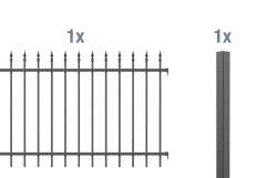 2 Meter Anbau-Set für Aluminium-Zaun Chaussee -Höhe 120cm, schwarz-