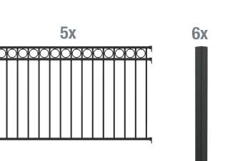 10 Meter Komplett-Set Aluminium-Zaun Circle -Höhe 120cm, anthrazit-